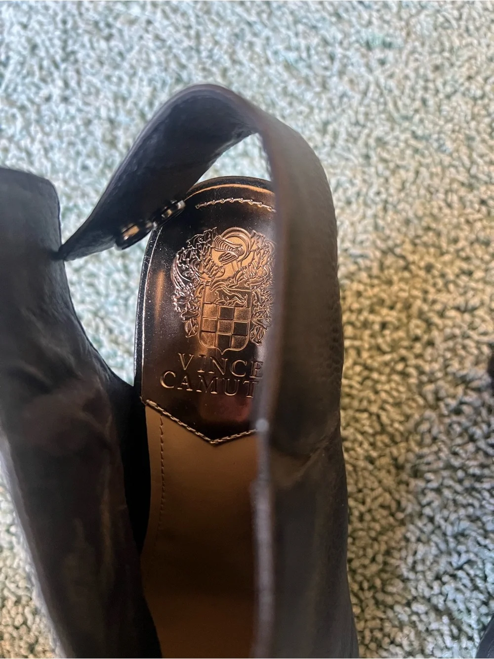 Vince Camuto Black Open-Toe Slingback Wedge Booties